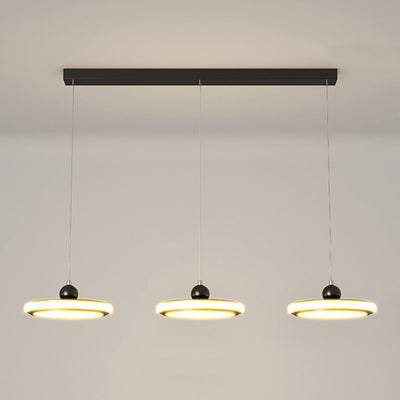 Lustre LED en fer avec abat-jour rond en acrylique nordique contemporain pour salle à manger 