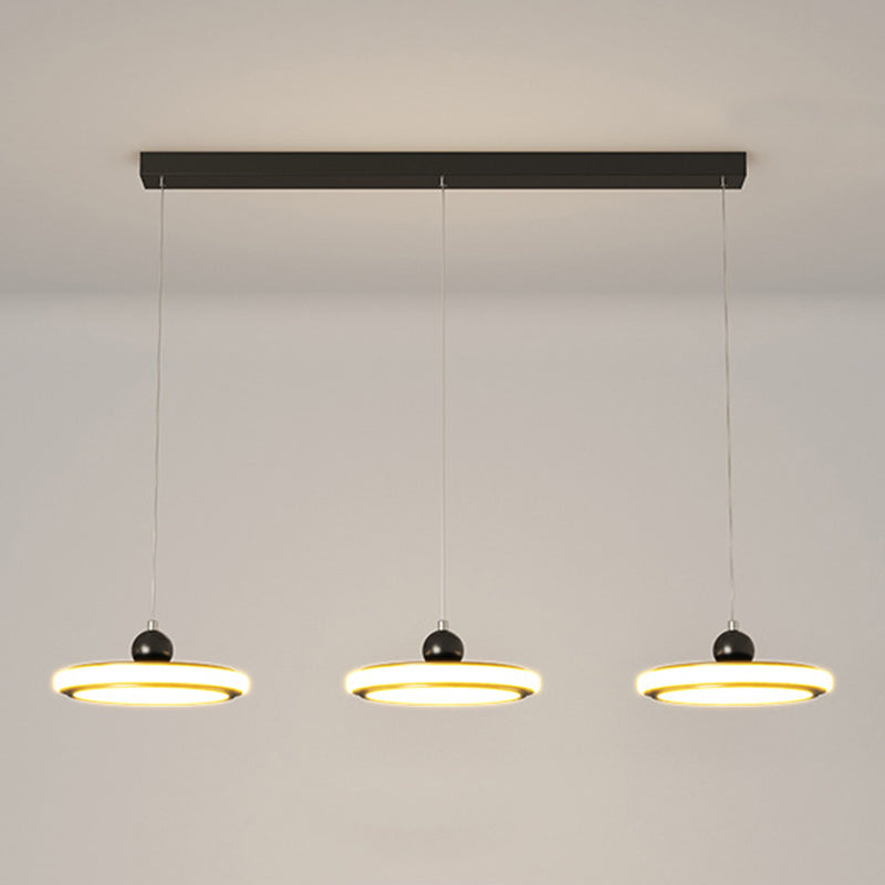 Lustre LED en fer avec abat-jour rond en acrylique nordique contemporain pour salle à manger 