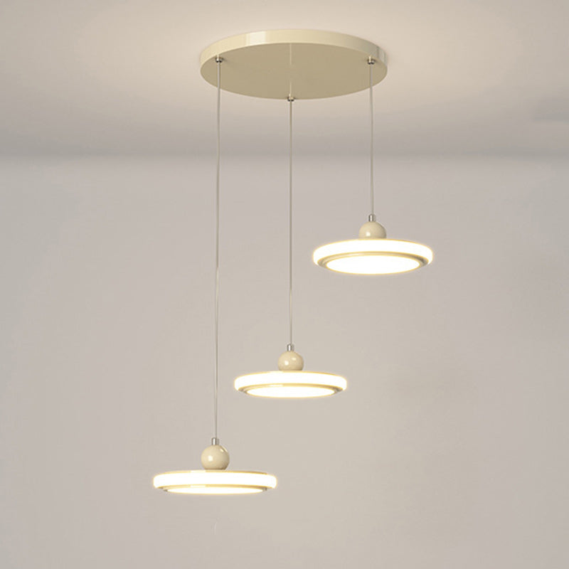 Lustre LED en fer avec abat-jour rond en acrylique nordique contemporain pour salle à manger 