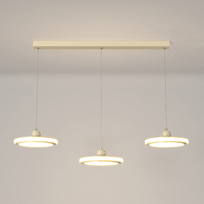 Lustre LED en fer avec abat-jour rond en acrylique nordique contemporain pour salle à manger 