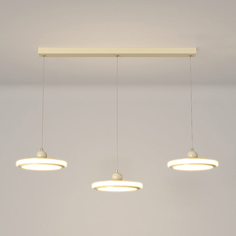 Lustre LED en fer avec abat-jour rond en acrylique nordique contemporain pour salle à manger 