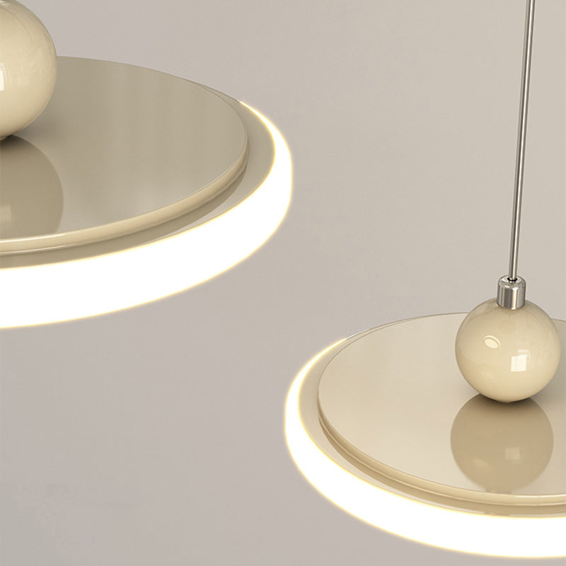 Lustre LED en fer avec abat-jour rond en acrylique nordique contemporain pour salle à manger 