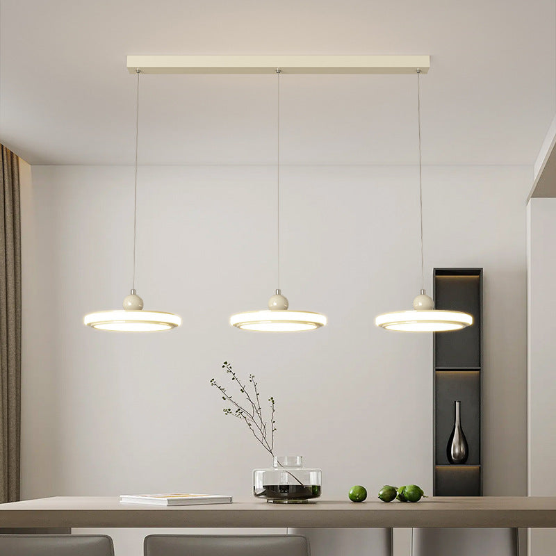 Lustre LED en fer avec abat-jour rond en acrylique nordique contemporain pour salle à manger 