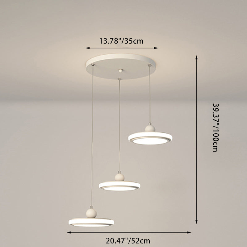 Lustre LED en fer avec abat-jour rond en acrylique nordique contemporain pour salle à manger 
