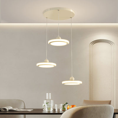 Lustre LED en fer avec abat-jour rond en acrylique nordique contemporain pour salle à manger 
