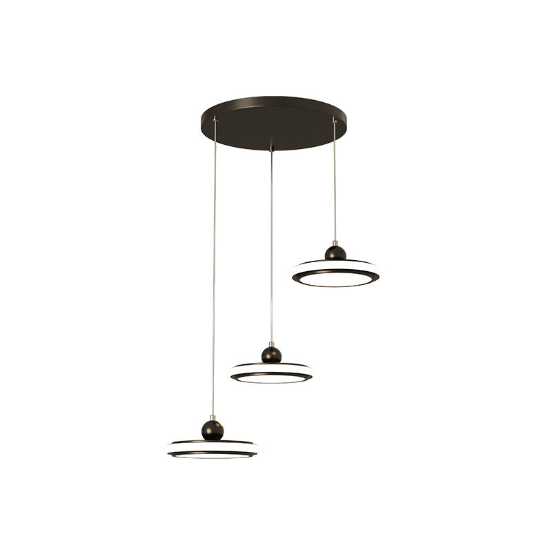 Lustre LED en fer avec abat-jour rond en acrylique nordique contemporain pour salle à manger 