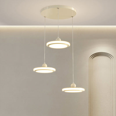 Lustre LED en fer avec abat-jour rond en acrylique nordique contemporain pour salle à manger 