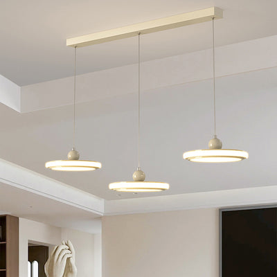 Lustre LED en fer avec abat-jour rond en acrylique nordique contemporain pour salle à manger 