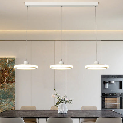 Lustre LED en fer avec abat-jour rond en acrylique nordique contemporain pour salle à manger 