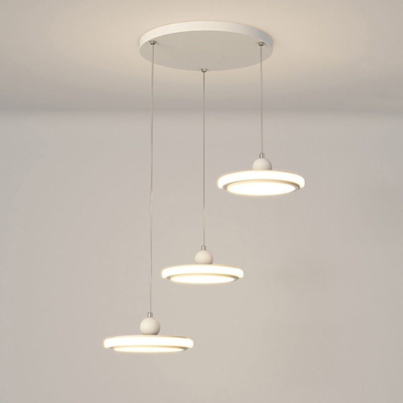 Lustre LED en fer avec abat-jour rond en acrylique nordique contemporain pour salle à manger 