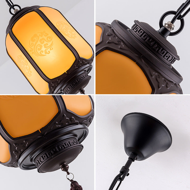 Traditional Chinese Lantern Shape Print Aluminum PC Lampshade 1 - Light Pendant Light For Hallways