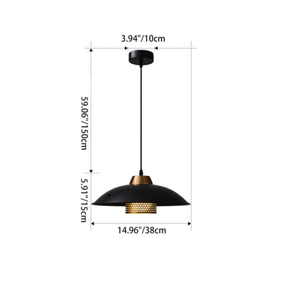 Zeitgenössische skandinavische Lampenschirm aus Aluminium und Eisen in Schalenform 1 - Licht Pendelleuchte für Esszimmer 