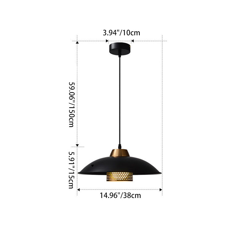 Zeitgenössische skandinavische Lampenschirm aus Aluminium und Eisen in Schalenform 1 - Licht Pendelleuchte für Esszimmer 