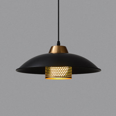 Zeitgenössische skandinavische Lampenschirm aus Aluminium und Eisen in Schalenform 1 - Licht Pendelleuchte für Esszimmer 