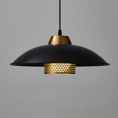 Zeitgenössische skandinavische Lampenschirm aus Aluminium und Eisen in Schalenform 1 - Licht Pendelleuchte für Esszimmer 