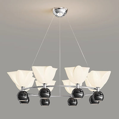 الثريا المعاصرة من الألومنيوم بتصميم زهرة كريمة شمالية كروية الشكل مع إضاءة LED لغرفة المعيشة 