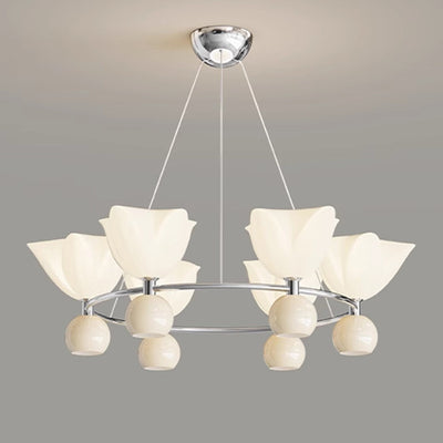 الثريا المعاصرة من الألومنيوم بتصميم زهرة كريمة شمالية كروية الشكل مع إضاءة LED لغرفة المعيشة 