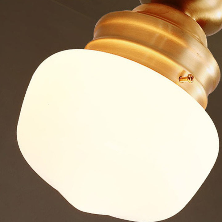 Lámpara de techo semiplana de 1 luz con pantalla de vidrio de cobre completo de simplicidad contemporánea para pasillos 