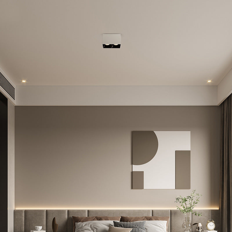 Moderna Minimalista Cuadrada Cubo Pantalla de Aluminio Luz LED de Montaje al Ras en el Techo Para Sala de Estar 