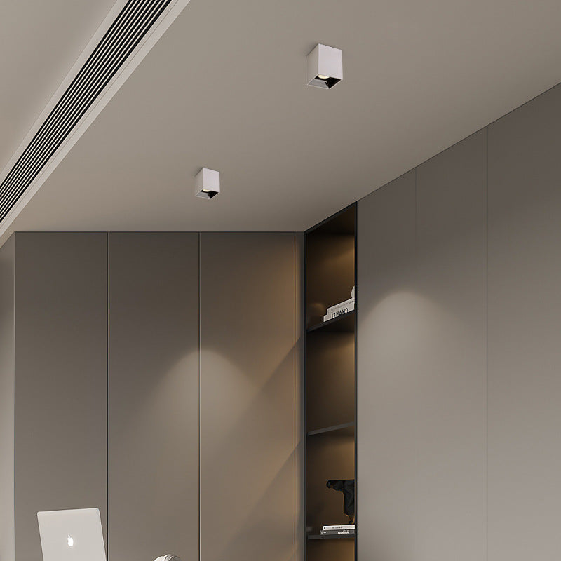 Moderna Minimalista Cuadrada Cubo Pantalla de Aluminio Luz LED de Montaje al Ras en el Techo Para Sala de Estar 