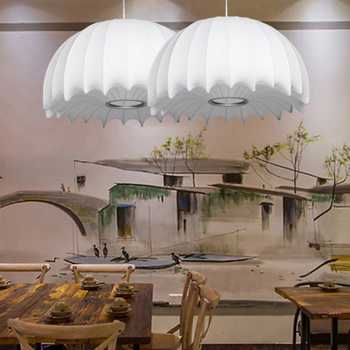 Traditional Japanese Umbrella Shape Artificial Silk Lampshade Iron 1 - Light Chandelier For Dining Room