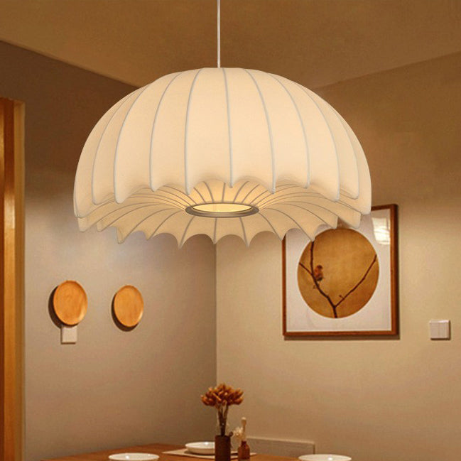 Traditional Japanese Umbrella Shape Artificial Silk Lampshade Iron 1 - Light Chandelier For Dining Room