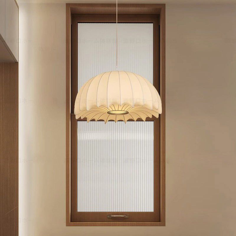 Traditional Japanese Umbrella Shape Artificial Silk Lampshade Iron 1 - Light Chandelier For Dining Room