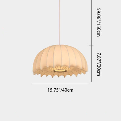 Traditional Japanese Umbrella Shape Artificial Silk Lampshade Iron 1 - Light Chandelier For Dining Room