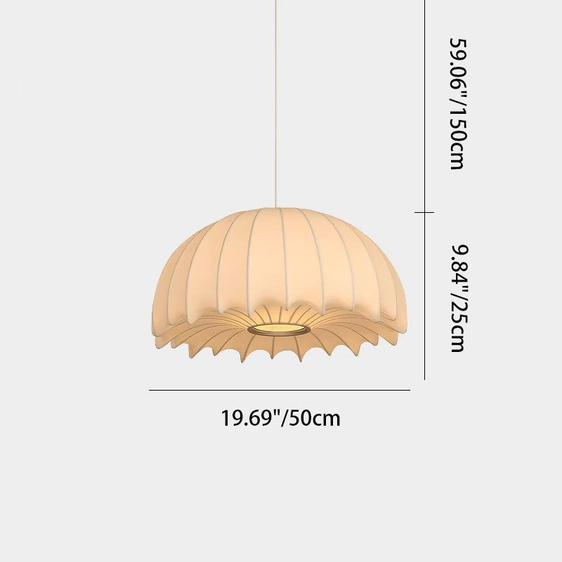 Traditional Japanese Umbrella Shape Artificial Silk Lampshade Iron 1 - Light Chandelier For Dining Room