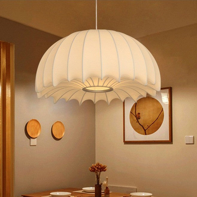 Traditional Japanese Umbrella Shape Artificial Silk Lampshade Iron 1 - Light Chandelier For Dining Room