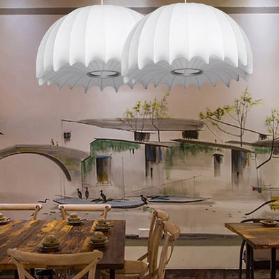 Traditional Japanese Umbrella Shape Artificial Silk Lampshade Iron 1 - Light Chandelier For Dining Room