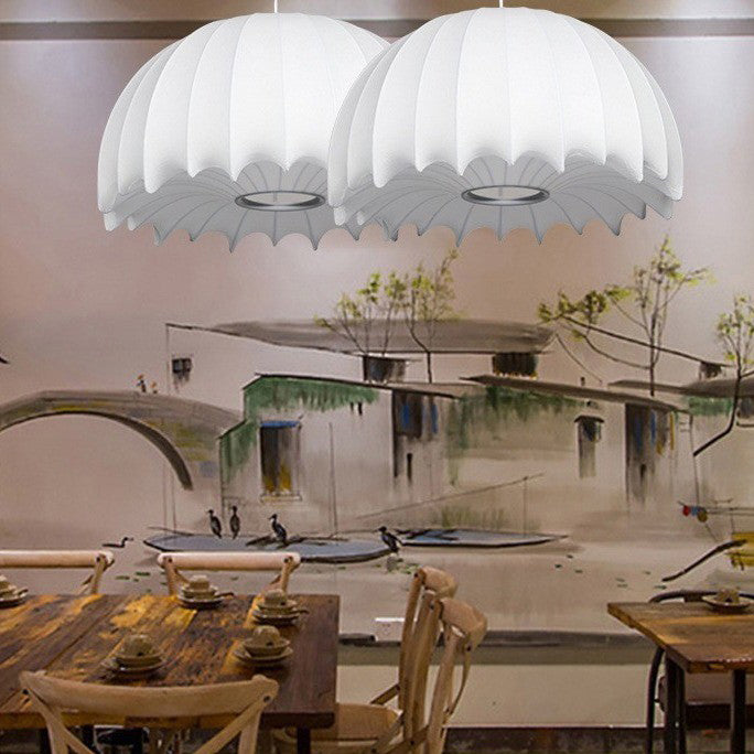 Traditional Japanese Umbrella Shape Artificial Silk Lampshade Iron 1 - Light Chandelier For Dining Room