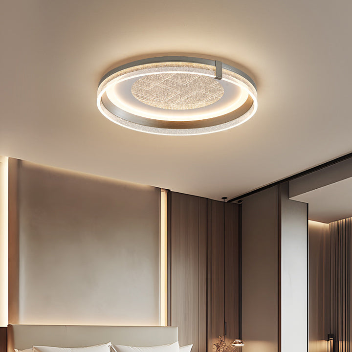 Contemporary Luxury Round Acrylic Iron Aluminum LED Flush Mount Ceiling Light For Bedroom