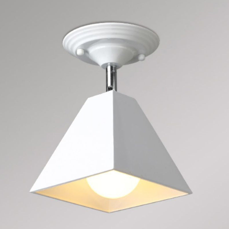 Modern Simplicity Trapezoid Cube Dome Full Iron 1/2/3 - Light Semi-Flush Mount Ceiling Light For Hallways