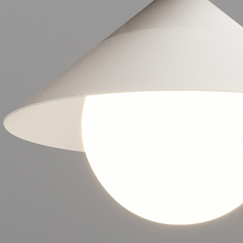 Contemporary Nordic Dome Conical Cream Iron Acrylic 1 - Light Semi-Flush Mount Ceiling Light For Hallways