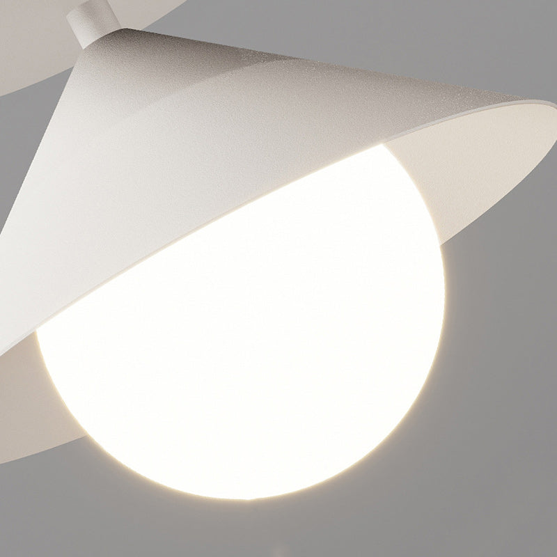 Contemporary Nordic Dome Conical Cream Iron Acrylic 1 - Light Semi-Flush Mount Ceiling Light For Hallways