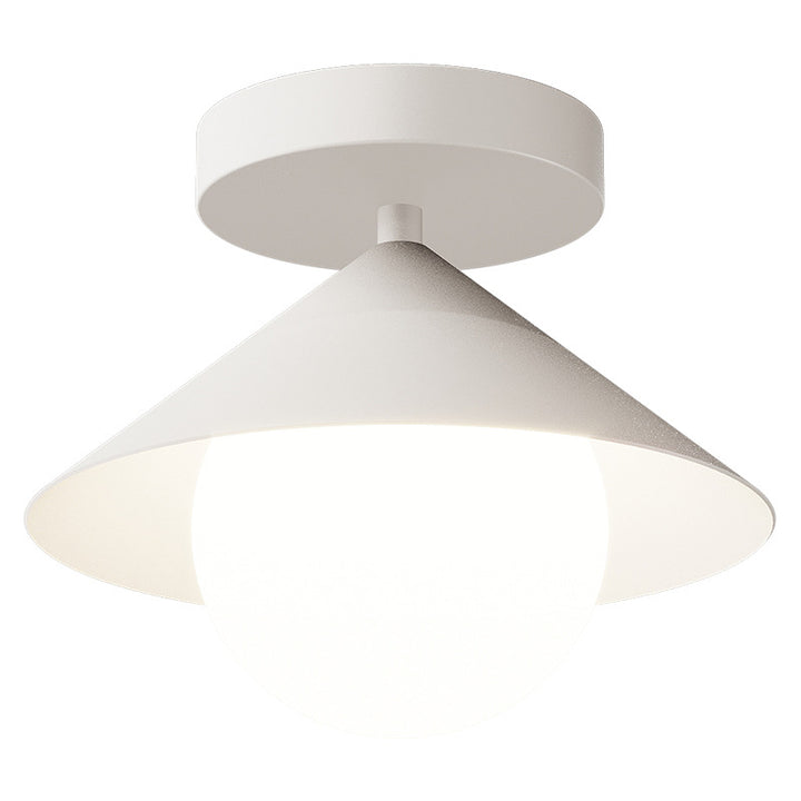 Zeitgenössische Nordische Kuppel Kegelförmige Creme Eisen Acryl 1 - Licht Semi-Flush Mount Deckenleuchte Für Flure 