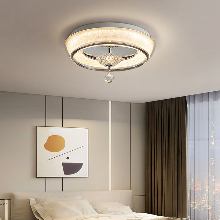 Zeitgenössische nordische runde Acryl-Lampenschirm Kristall-Hardware LED-Deckenleuchte für das Schlafzimmer 