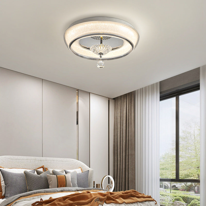Zeitgenössische nordische runde Acryl-Lampenschirm Kristall-Hardware LED-Deckenleuchte für das Schlafzimmer 