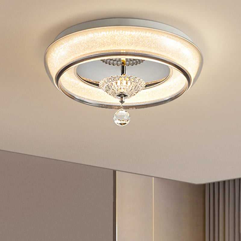 Zeitgenössische nordische runde Acryl-Lampenschirm Kristall-Hardware LED-Deckenleuchte für das Schlafzimmer 
