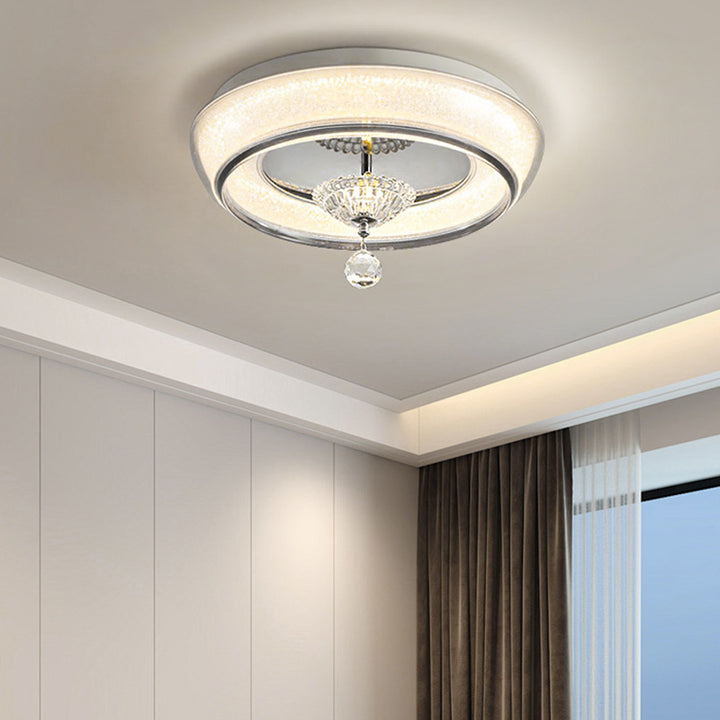 Zeitgenössische nordische runde Acryl-Lampenschirm Kristall-Hardware LED-Deckenleuchte für das Schlafzimmer 