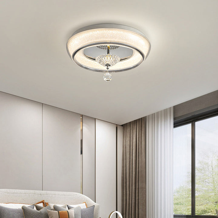 Zeitgenössische nordische runde Acryl-Lampenschirm Kristall-Hardware LED-Deckenleuchte für das Schlafzimmer 