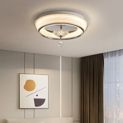 Contemporary Nordic Round Acrylic Lampshade Crystal Hardware LED Flush Mount Ceiling Light For Bedroom