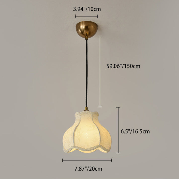Traditional French Petal Shape Fabric Floral Print Lampshade Iron 1/3 - Light Chandelier For Dining Room