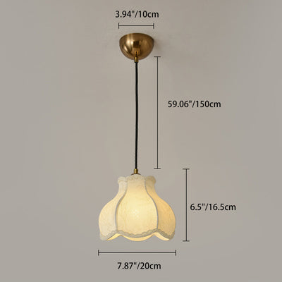 Traditional French Petal Shape Fabric Floral Print Lampshade Iron 1/3 - Light Chandelier For Dining Room