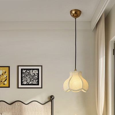 Traditional French Petal Shape Fabric Floral Print Lampshade Iron 1/3 - Light Chandelier For Dining Room