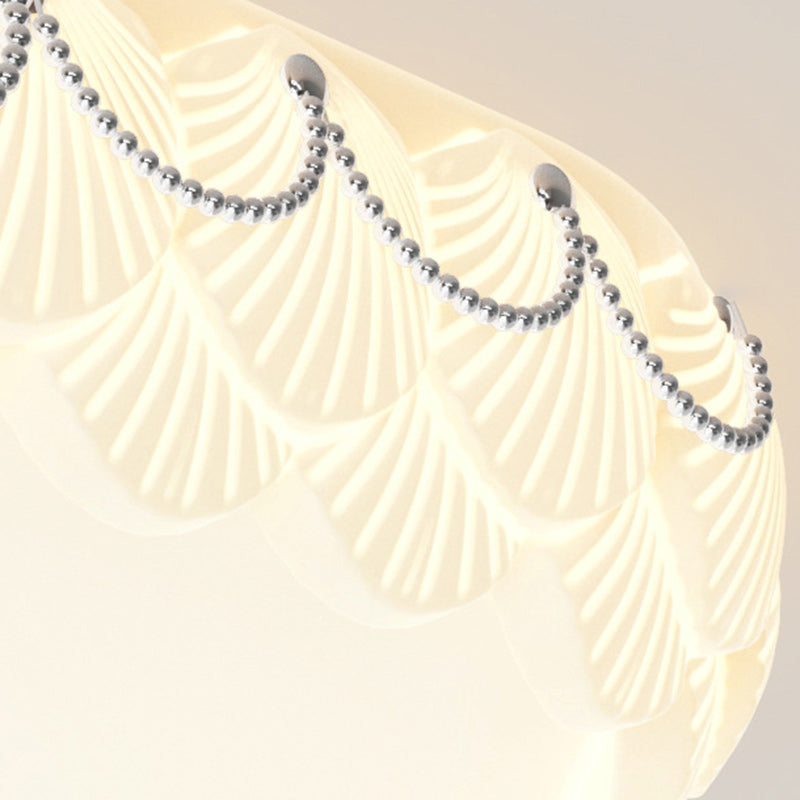 Lustres LED en acrylique pour salon, moulage rotatif, matériel en dôme rond crème nordique contemporain 