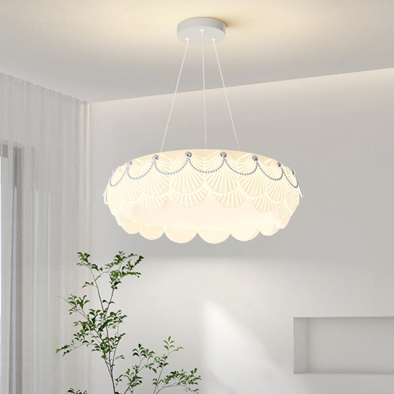Lustres LED en acrylique pour salon, moulage rotatif, matériel en dôme rond crème nordique contemporain 