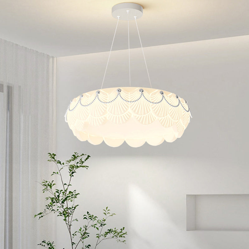 Lustres LED en acrylique pour salon, moulage rotatif, matériel en dôme rond crème nordique contemporain 
