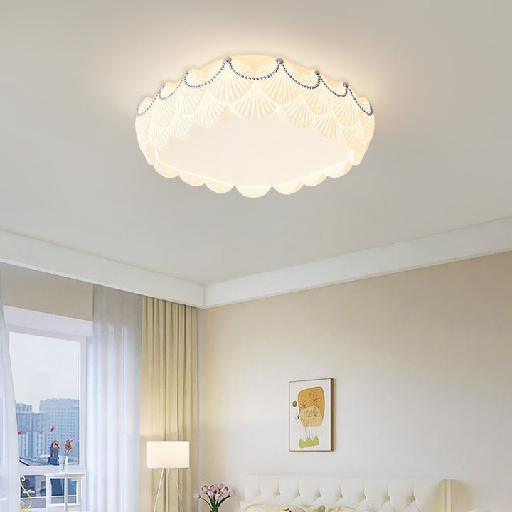Plafonnier LED en acrylique moulé par rotation rectangulaire crème nordique contemporain pour salon 